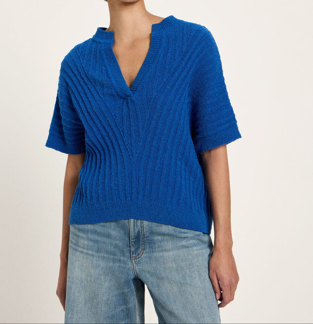 Bouclé Pullunder Bio-Baumwolle Recycelter Polyester Lapis