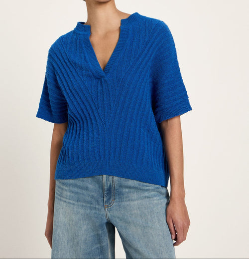 Bouclé Pullunder Bio-Baumwolle Recycelter Polyester Lapis