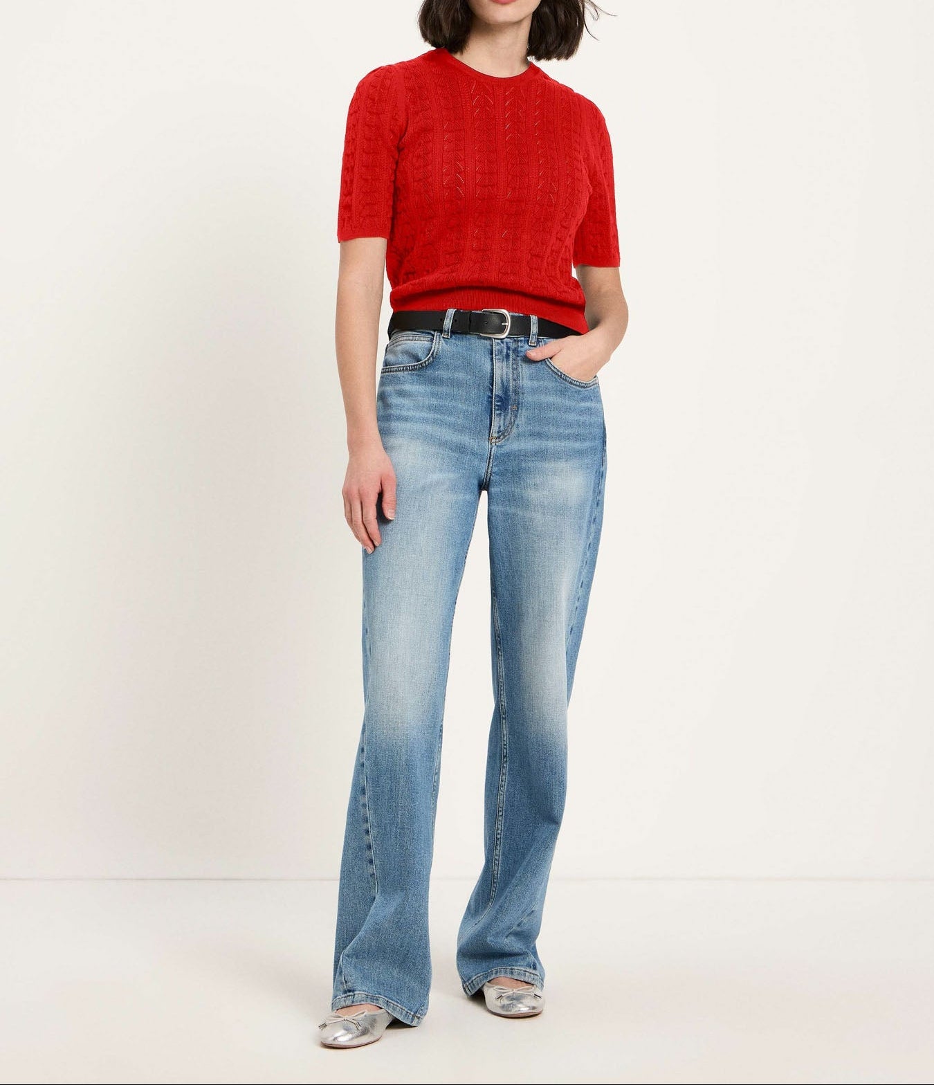 Kurzarmpullover Bio-Baumwolle GOTS Lava Red