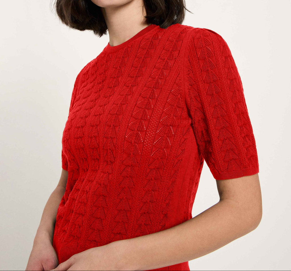 Kurzarmpullover Bio-Baumwolle GOTS Lava Red