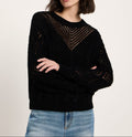 Lochstrick Pullover Bio-Baumwolle GOTS Schwarz
