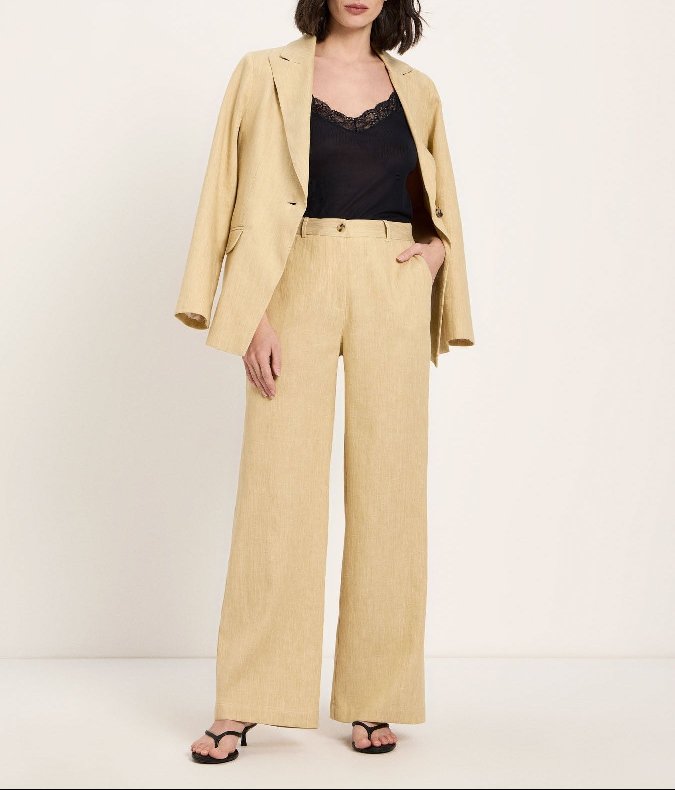 Marlenehose Leinen Bio-Baumwolle OCS Khaki