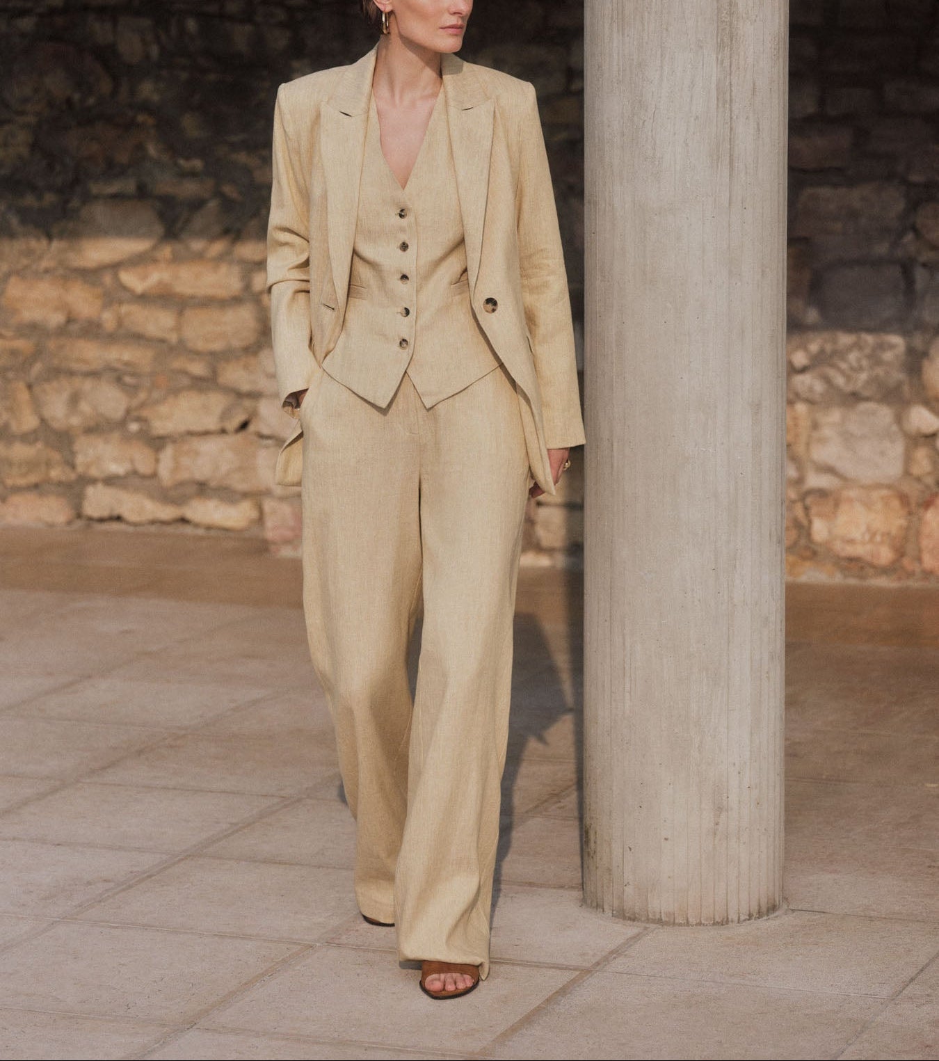 Marlenehose Leinen Bio-Baumwolle OCS Khaki